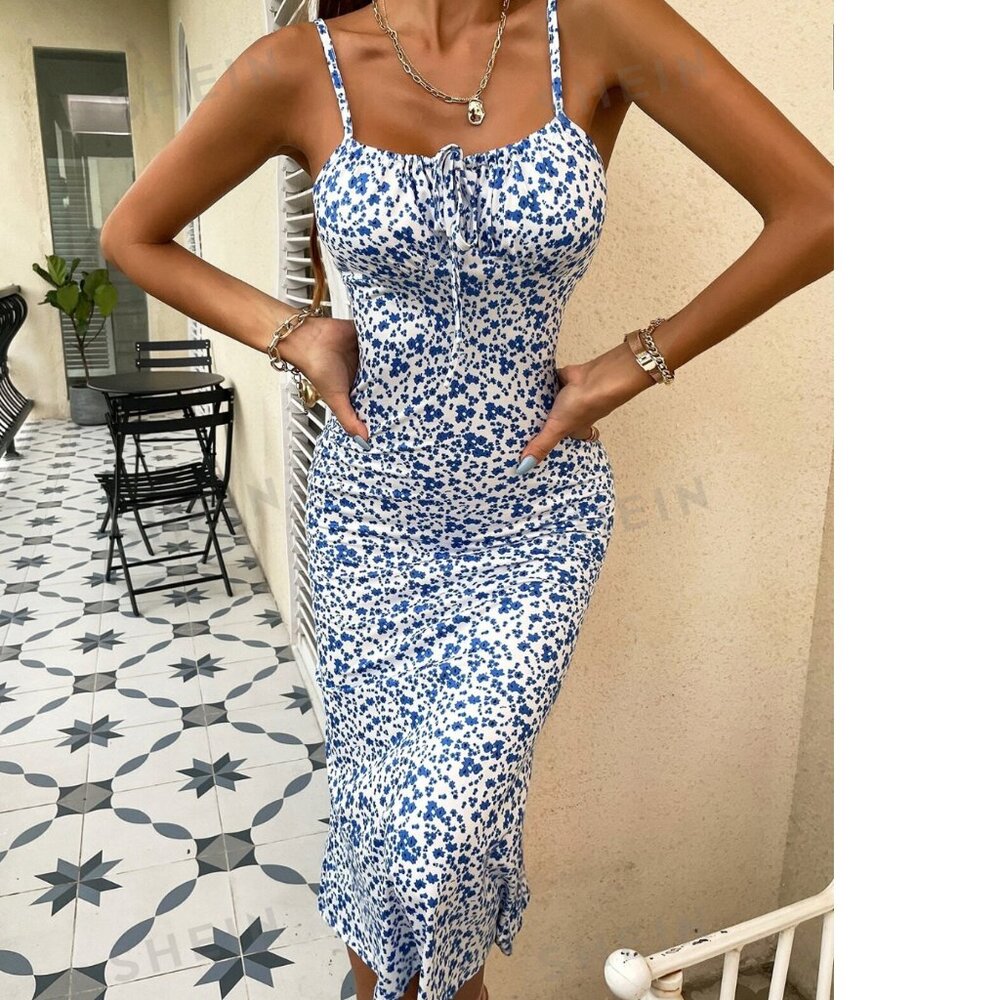 Ditsy Floral Drawstring Cami Dress